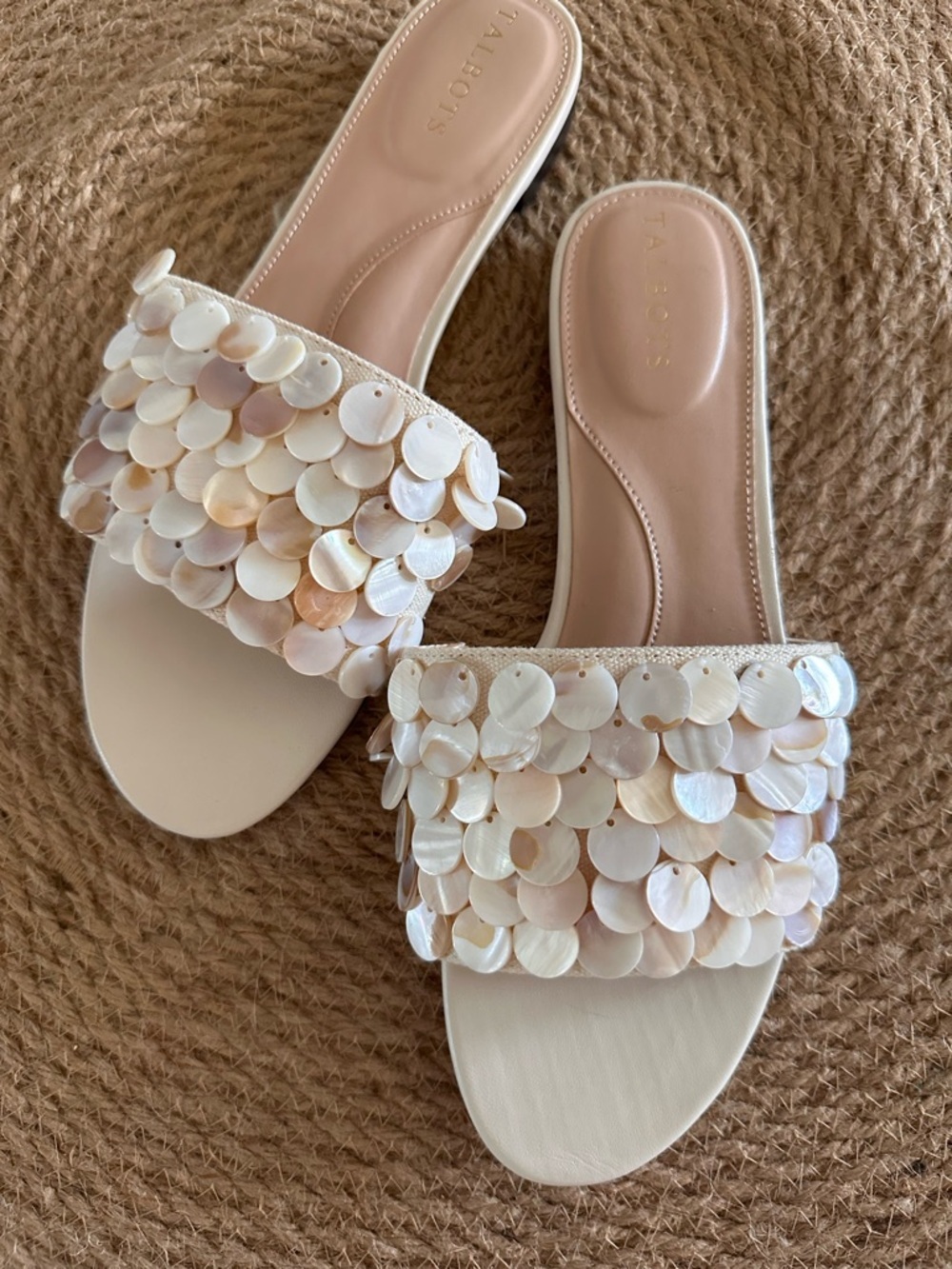Talbots Mother-of-Pearl Disc Slide Sandals - Picture 2 of 6